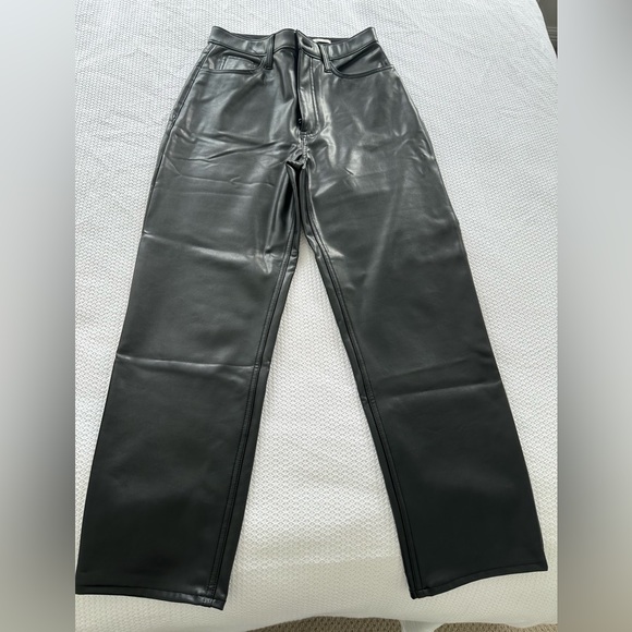Abercrombie Vegan Leather Ankle Straight Pants Size 27 - Picture 3 of 4